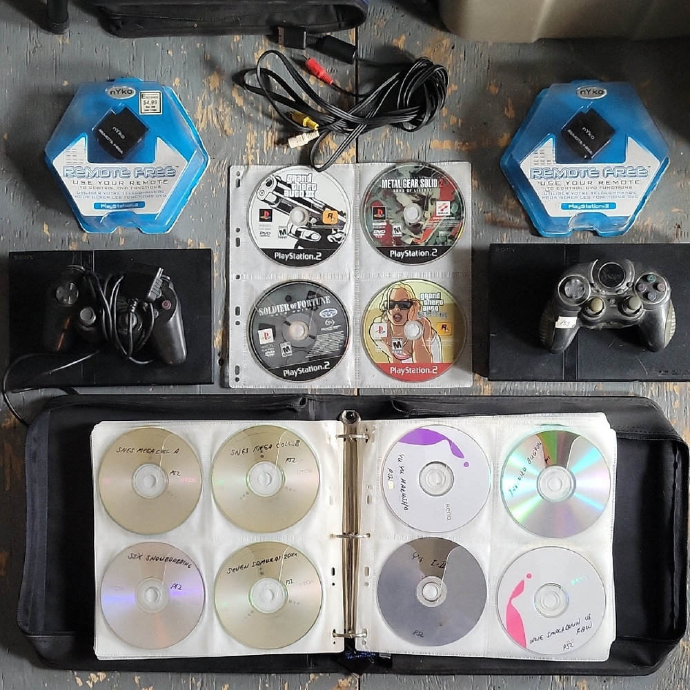 ULTIMATE Sony PlayStation 2 SLIM Bundle W/ Binder Of 160+ Burnt Games